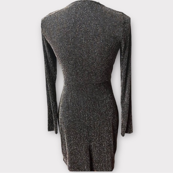 Mi Ami Black Dress with Gold & Silver Metallic Stripes - Picture 3 of 4